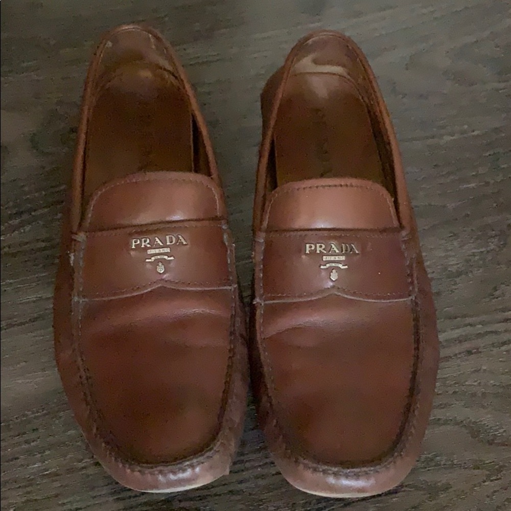 Brown Prada mens slip on loafers 9.5